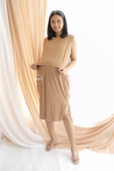 Basic Eugene Dress Baju Ibu Hamil Menyusui Modis Loose Polos Simple 2 in 1 Sleveles   DRO 1023 12  large